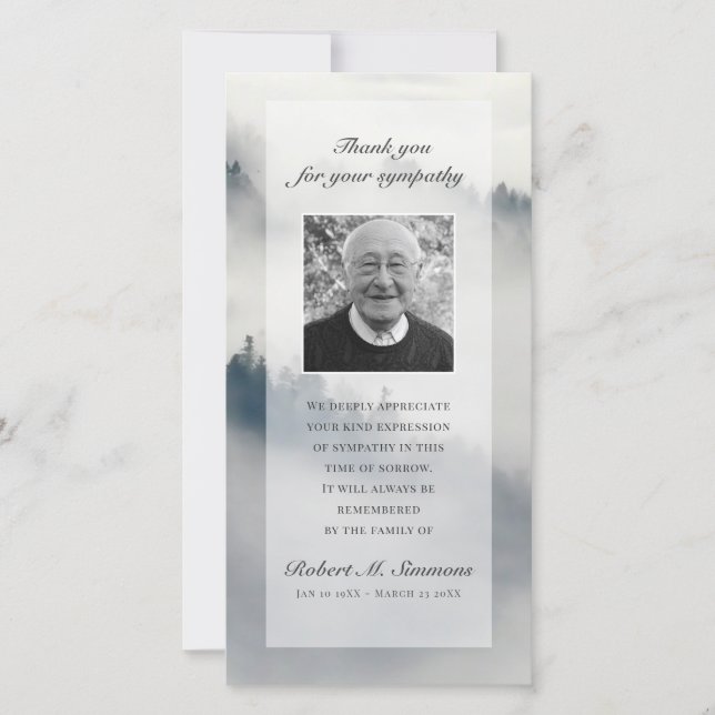 Las nubes le agradecen tarjeta fúnebre de la foto (Anverso)