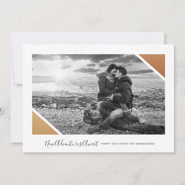 Las nuevas aventuras aguardan la tarjeta del Año (Anverso)