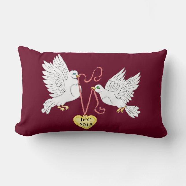 Las palomas del amor personalizan la almohada lumb (Anverso)