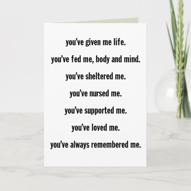 "¿las plantas?" TARJETA DEL DÍA DE LA MADRE (Anverso)