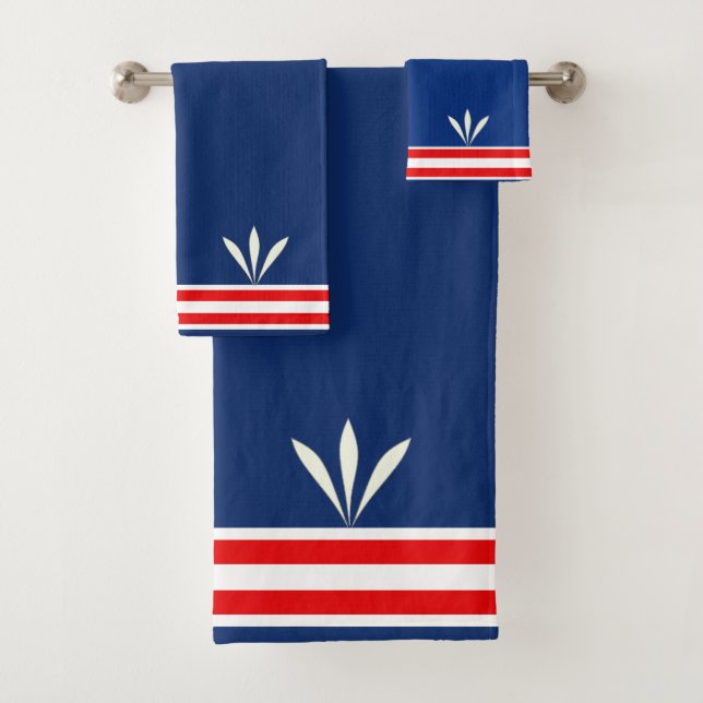 Las plumas blancas modernas en azul y rojo (In situ)