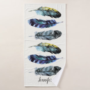 Las plumas de color de agua estilo boho personaliz