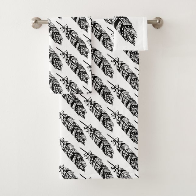 Las plumas modernas bohemias negras tribales (In situ)