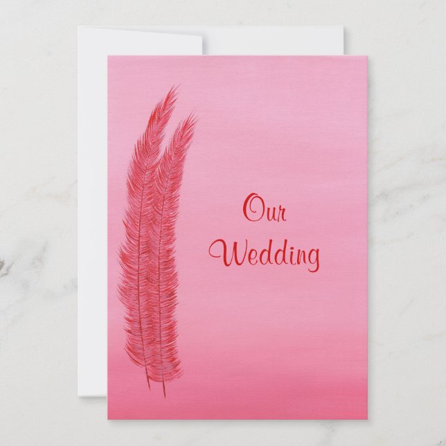 Las plumas rosadas rojas, nuestras invitaciones de (Anverso)