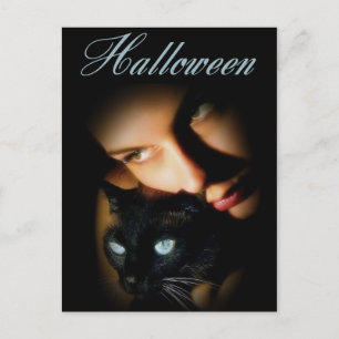 Las postales de Halloween de Lady y su gato con oj
