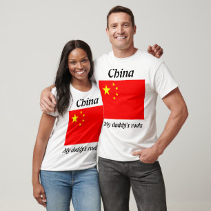 Las raíces de mi papá son china con camisetas