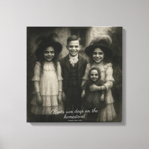 Las raíces recorren la huella profunda de lienzo