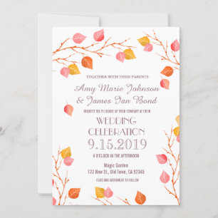 Las ramas de otoño dejan invitaciones a la boda de