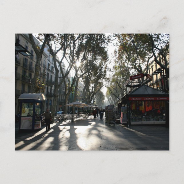 Las Ramblas, Barcelona, postal (Anverso)