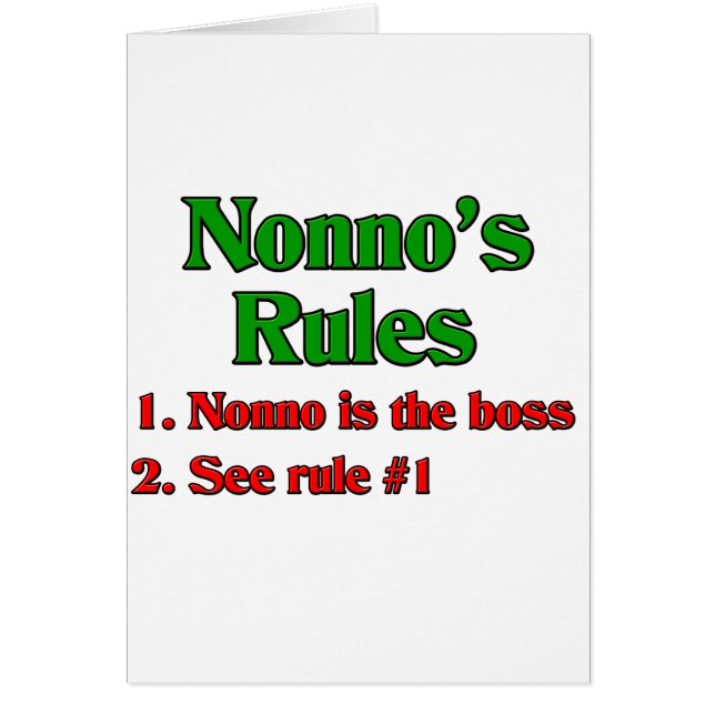 Las reglas de Nonno (abuelo italiano) (Frente)