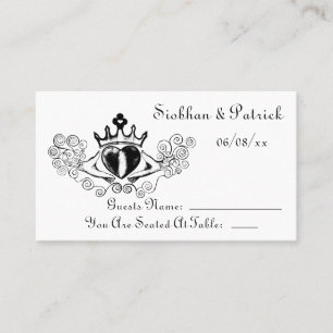Las tarjetas de colocación Claddagh (negro) (Boda)