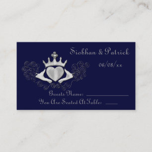 Las tarjetas de colocación Claddagh (Plata) (Boda)
