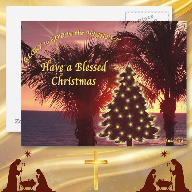 Las tarjetas de Navidades de Sunset Beach son cris (Religious Christmas postcards. Cheap Christian Christmas postcards. Glory to God in the Highest.)
