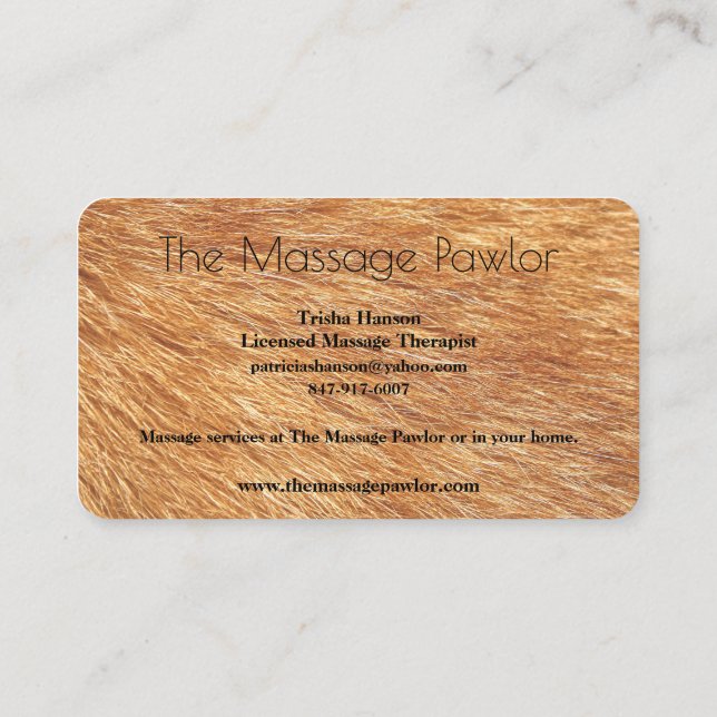 Las tarjetas de presentación de The Massage Pawlor (Reverso)