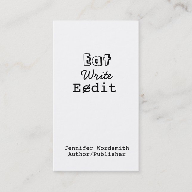 Las tarjetas de visita divertidas del escritor (Anverso)