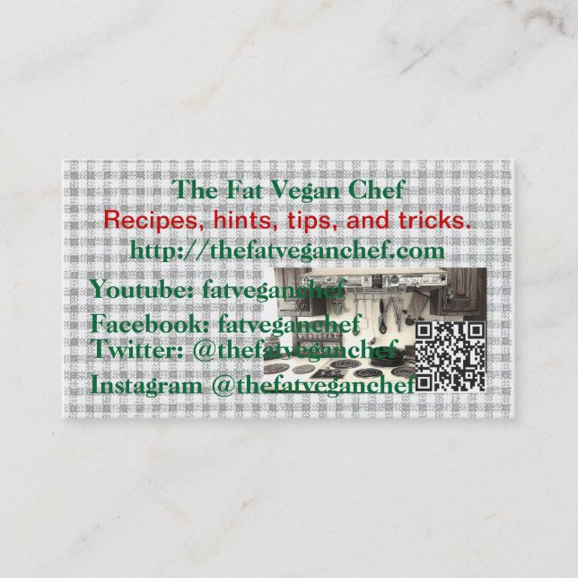 Las tarjetas del cocinero del vegano de la grasa (Anverso)