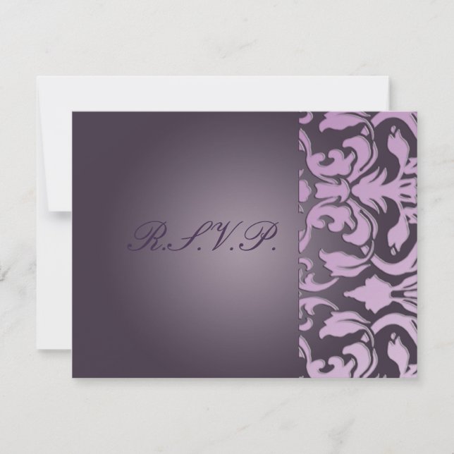 Las tarjetas Plum Damask/RSVP requieren invitacion (Anverso)