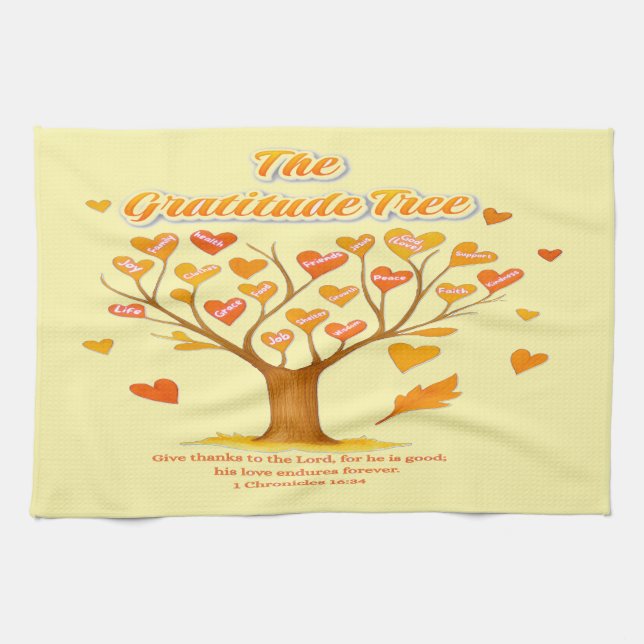 Las toallas de cocina de "The Gratitude Tree" (Horizontal)