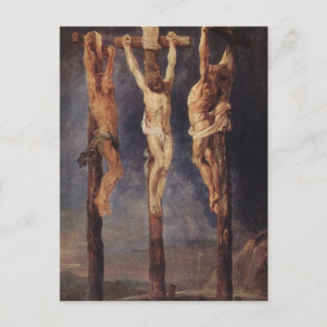 Las tres cruces de la postal de Peter Paul Rubens (Anverso)