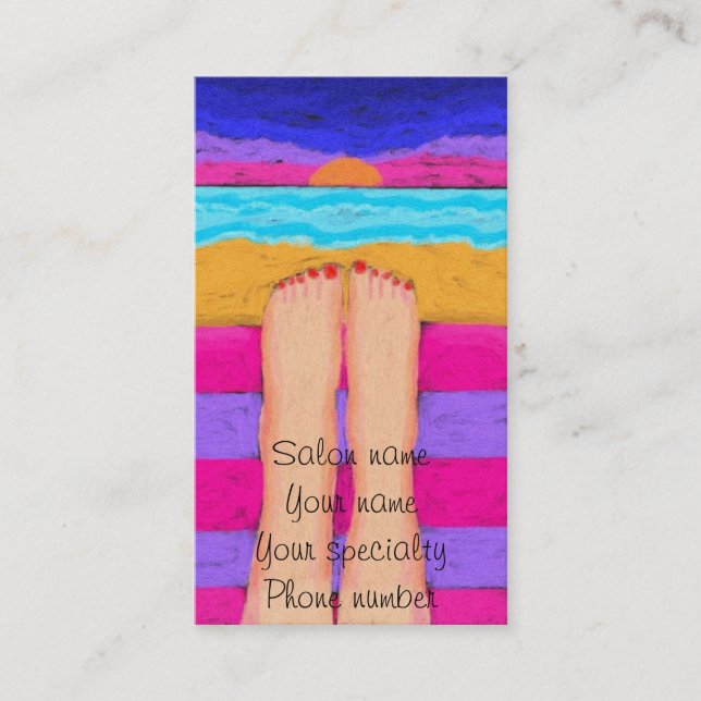 Las uñas rojas en la tarjeta de visita Sunset (Anverso)