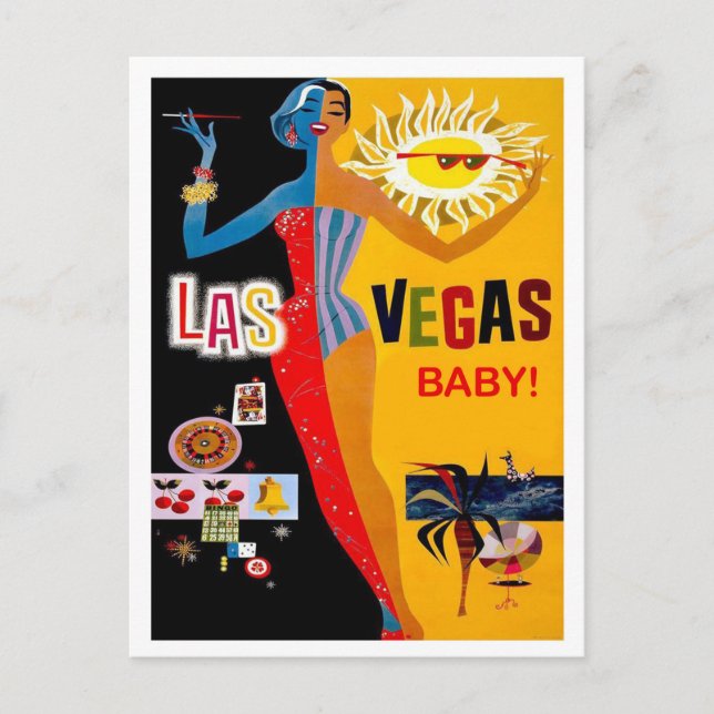 Las Vegas, Casino Collage, tarjeta postal de viaje (Anverso)