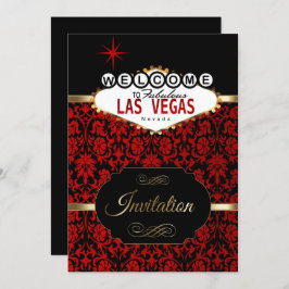 Las Vegas en Damasco Rojo | Invitación de fiesta