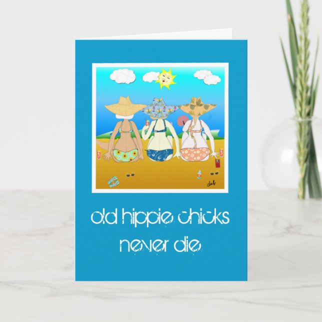 las viejas chicas hippie nunca mueren. Tarjeta de  (Anverso)