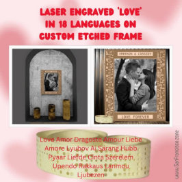 Láser personalizado grabado 'AMOR' en 18 idiomas