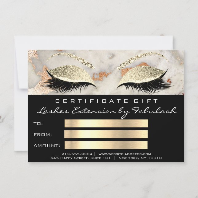 Lash Coral Marble Makeup Regalo certificado negro (Anverso)