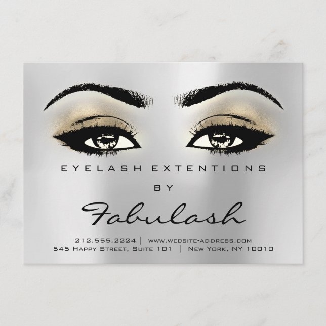 Lash Extensión Instrucciones de Aftercare Gris Pla (Anverso)