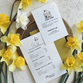 Lash lounge Lista de precios sencilla en blanco