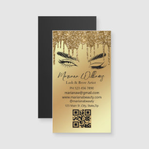 lash y brow código qr imán de negocios dorado