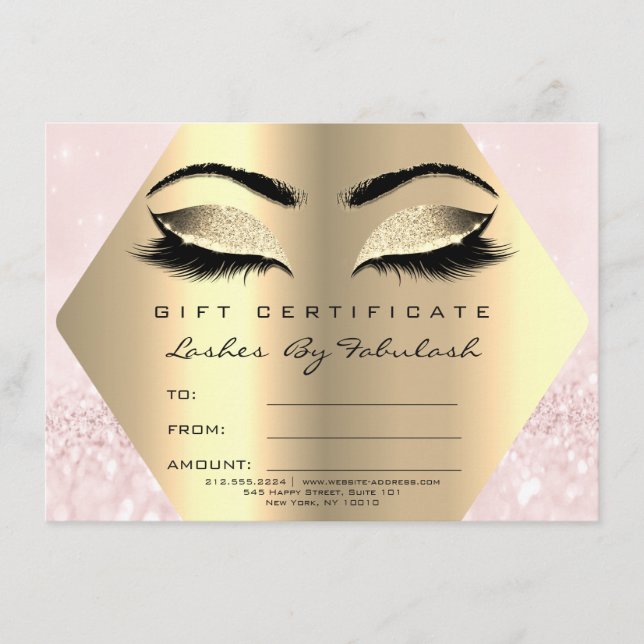 Lashes Makup Certificado de Diamante de Oro Regalo (Anverso)