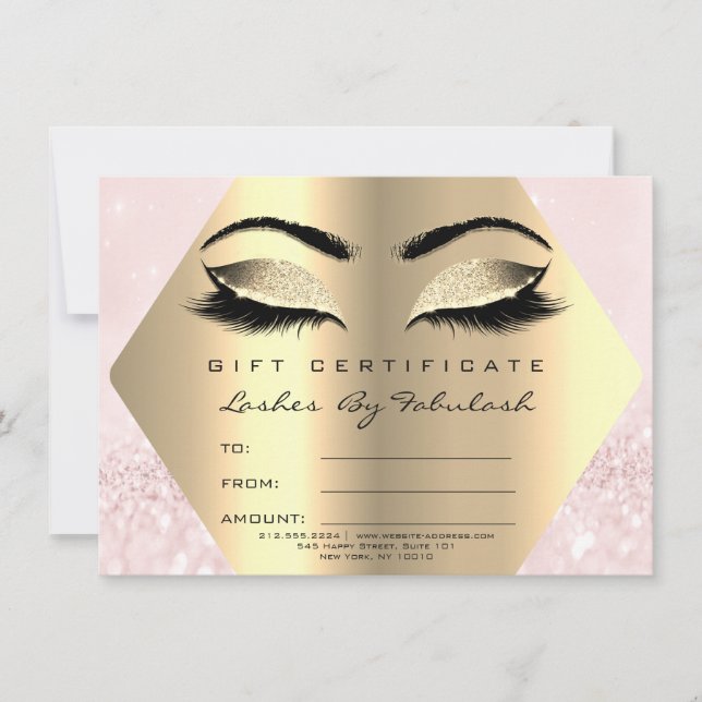 Lashes Makup Certificado de Diamante de Oro Regalo (Anverso)