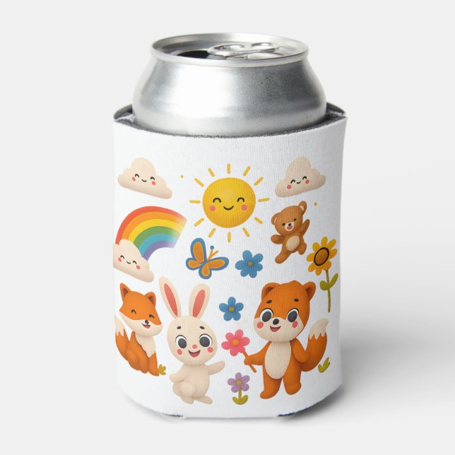 Latas Animales Alegres y Enfriador de Lata de Arcoíris (Lata Anverso)