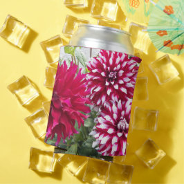 Latas Dalias Rojas y Blancas Enfriador de Lata Floral