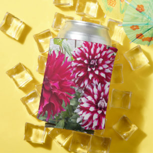 Latas Dalias Rojas y Blancas Enfriador de Lata Floral