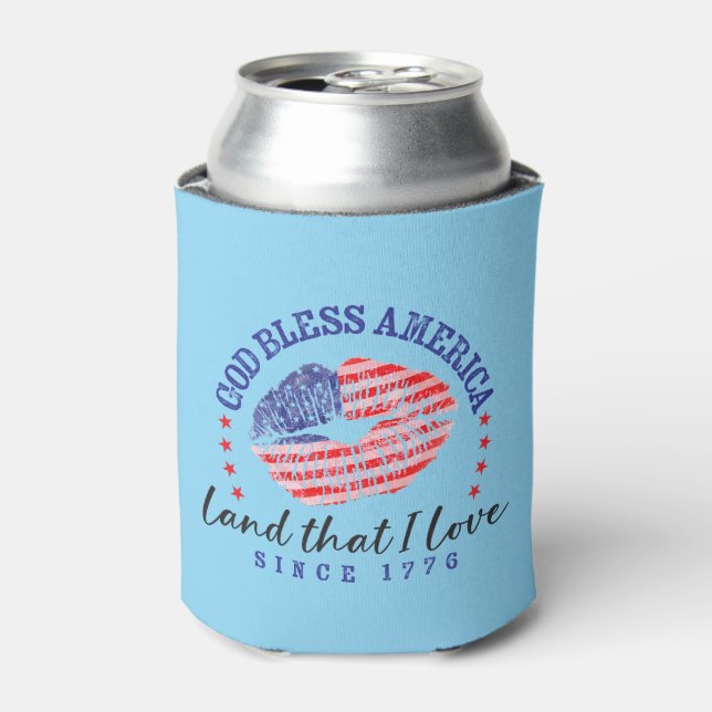 Latas Dios Bendiga América Enfriador de Lata (Lata Anverso)