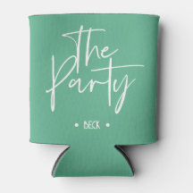 El enfriador de lata teal para fiesta de despedida