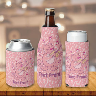 Latas Enfriador de botella de gato rosa con violín