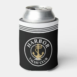 Latas Enfriador de botella monograma náutico negro