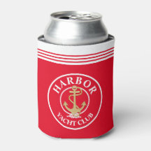 Enfriador de botella monograma náutico rojo