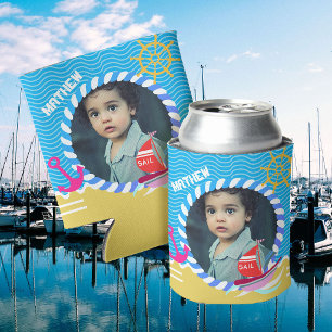 Latas Enfriador de lata azul amarillo de foto de botes d