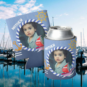 Latas Enfriador de lata azul de foto de botes divertidos