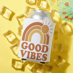 Latas Enfriador de Lata Buenas Vibraciones Arcoíris Retr