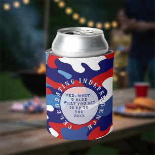 Latas Enfriador de lata camuflaje rojo blanco y azul pat