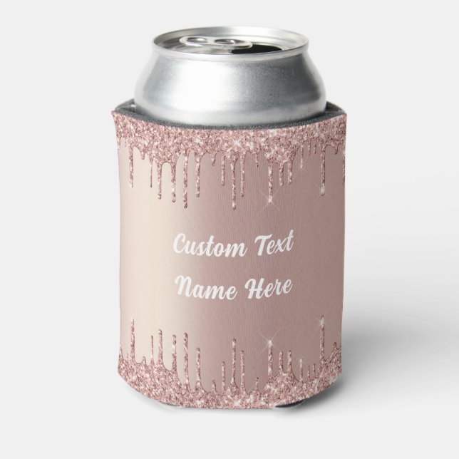 Latas Enfriador de Lata con Brillo de Oro Rosa con Texto (Reverso de la lata)
