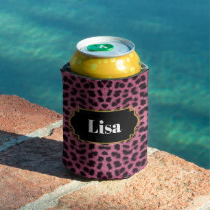 Latas Enfriador de lata con estampado de leopardo rosa