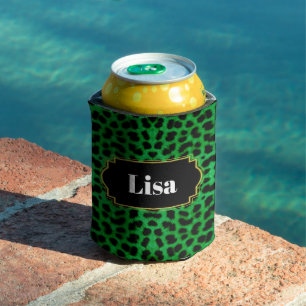 Latas Enfriador de Lata con Estampado de Leopardo Verde