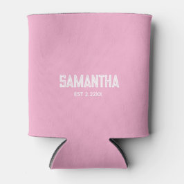 Latas enfriador de lata con monograma inicial rosa claro
